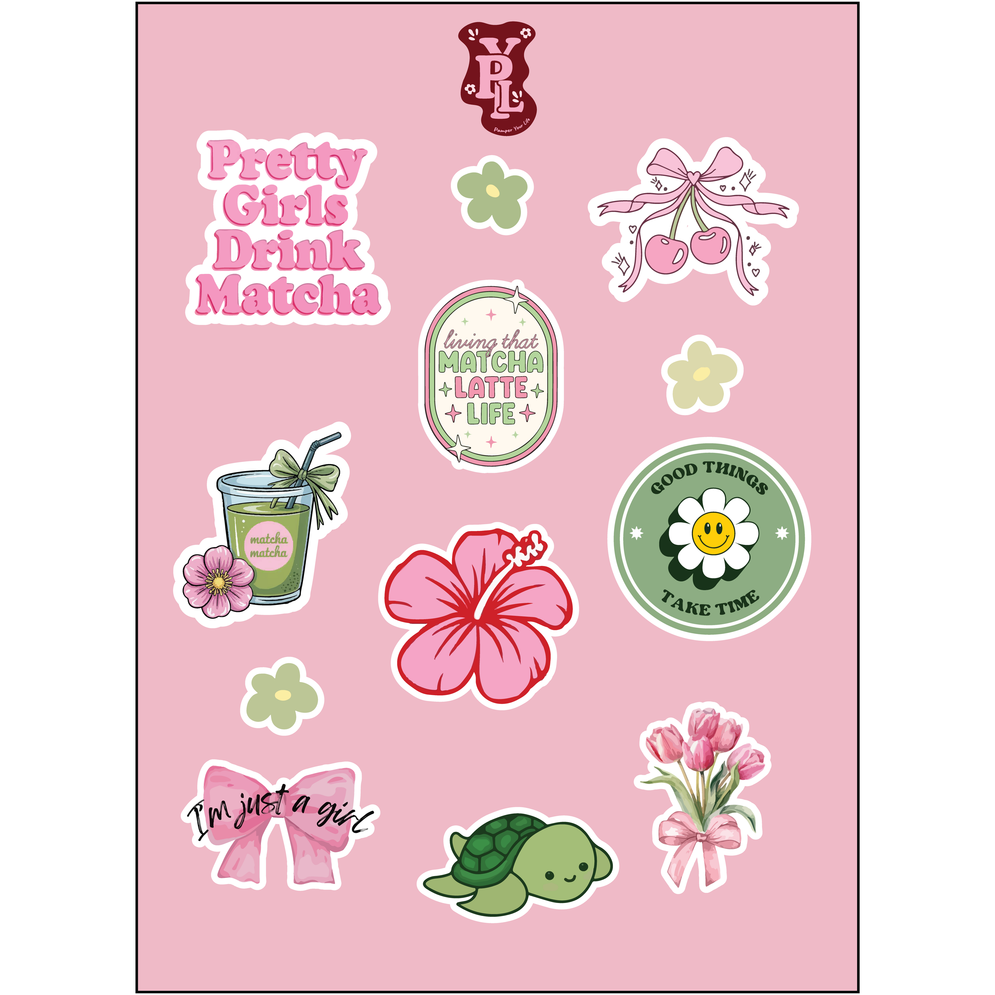 Pink Matcha Sticker Set