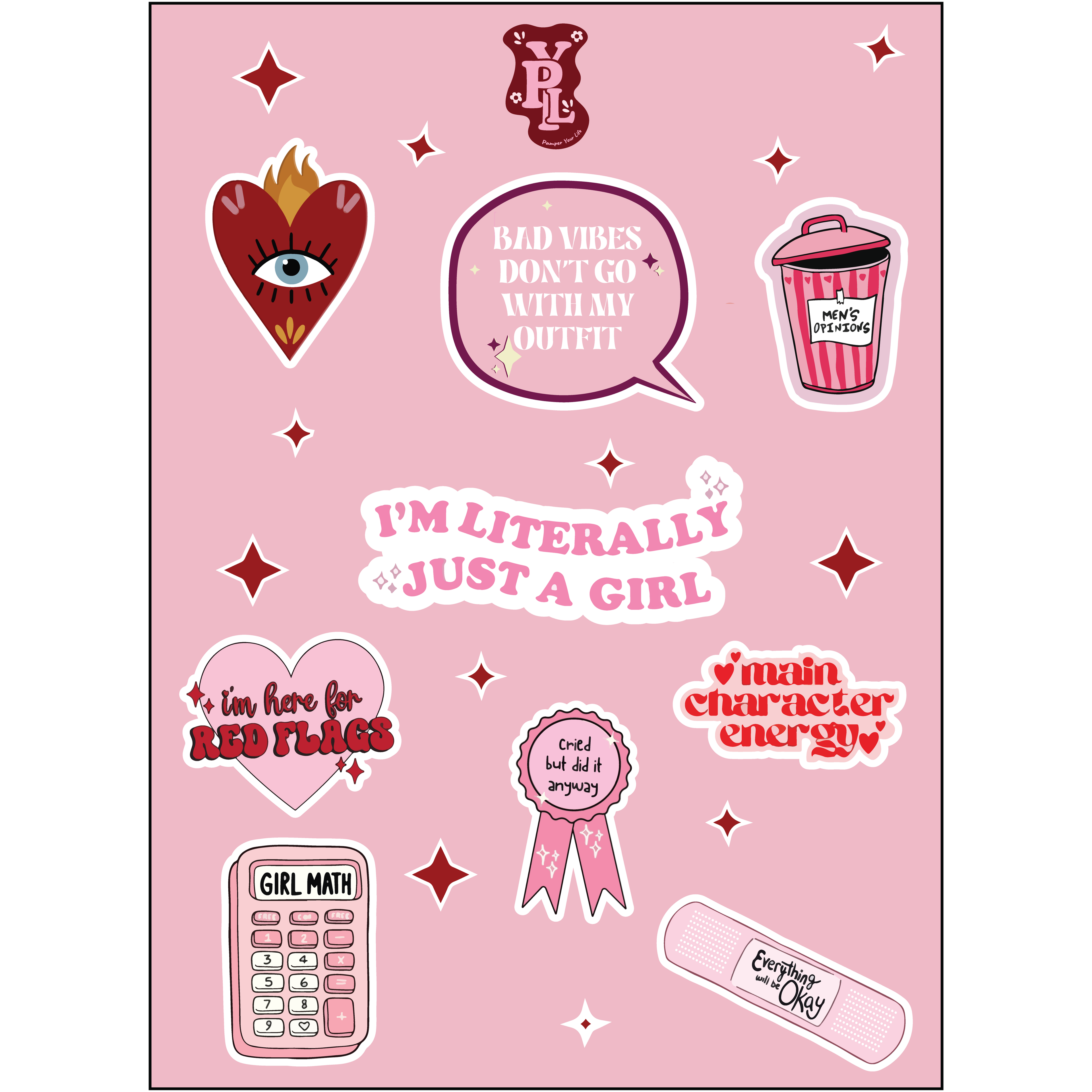 I'm Just A Girl Sticker Set