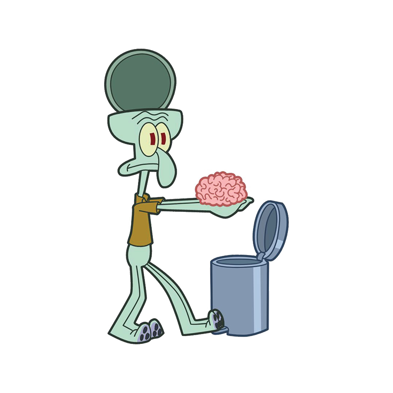 Squidward No Brain Sticker