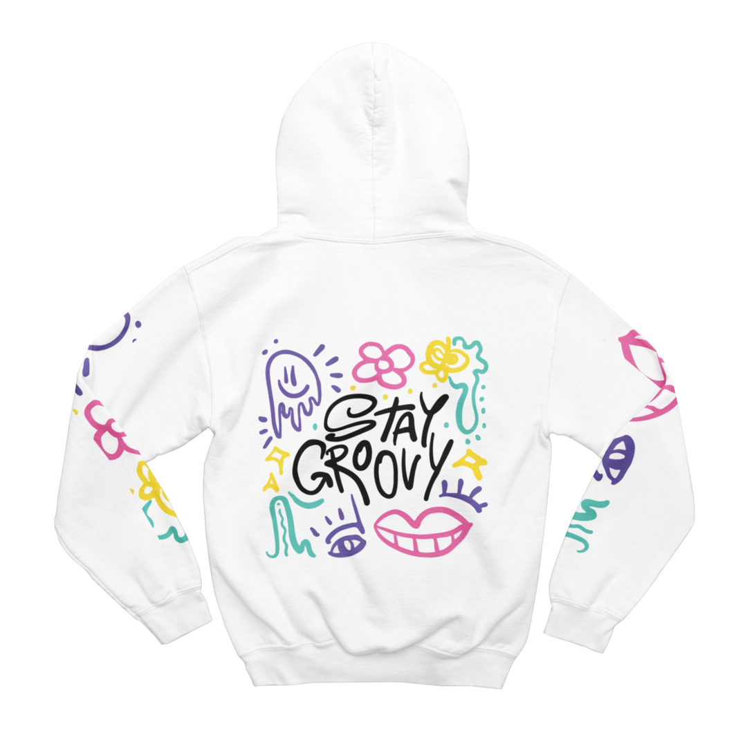 Stay Grovy White Hoodie