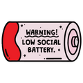 Warning Low Social Battery Sticker