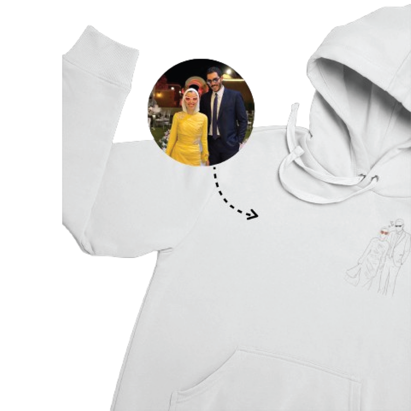 Outline Customized White Hoodie