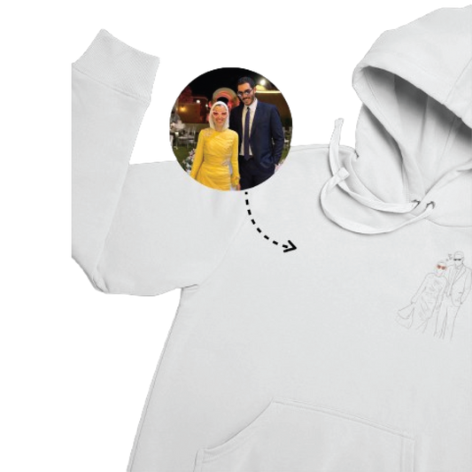 Outline Customized White Hoodie