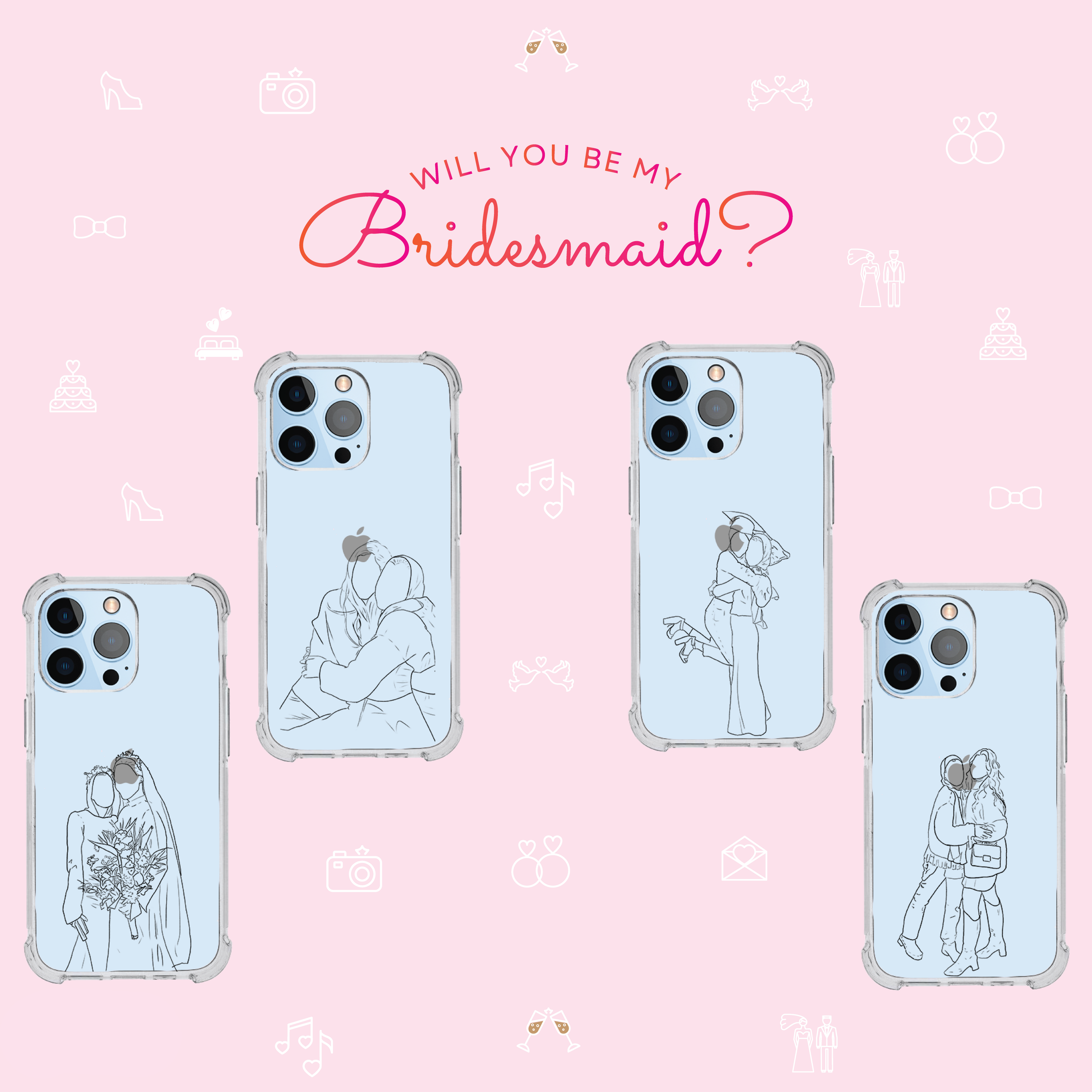 Will You Be My Bridesmaid Outline Set